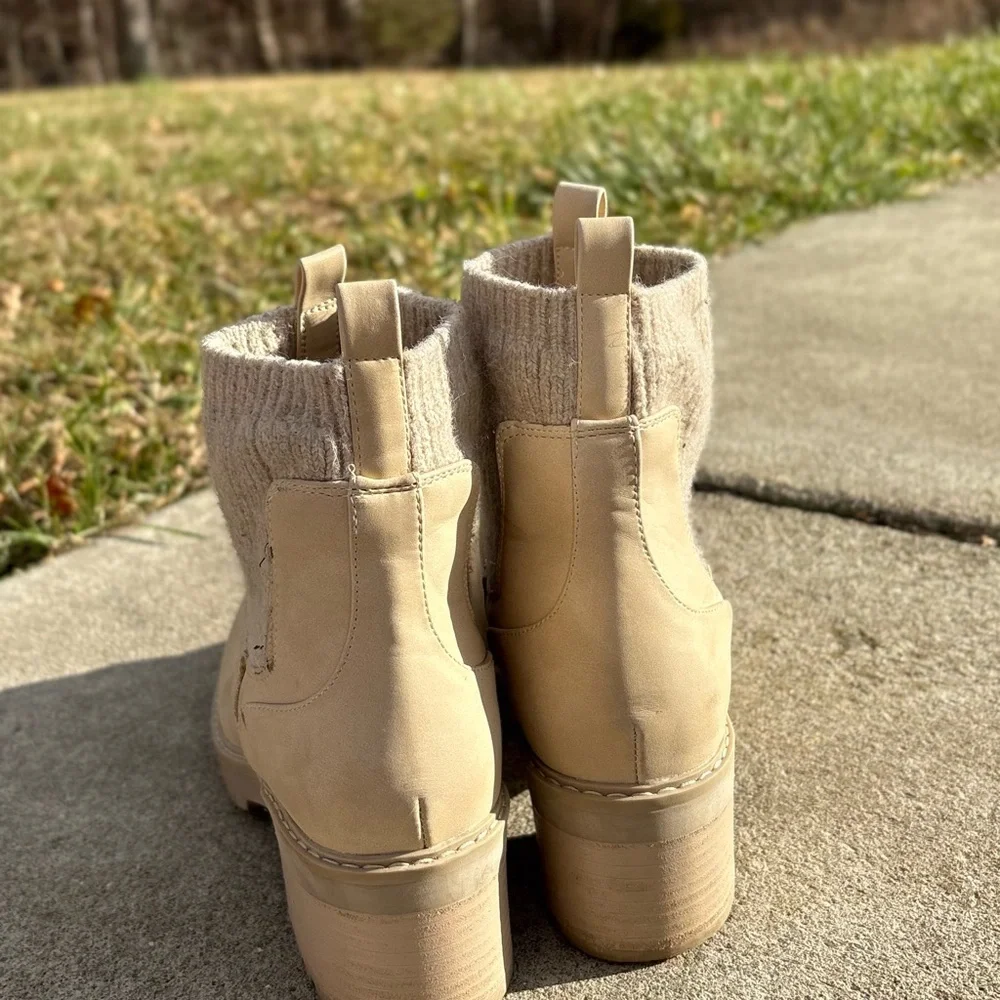Lug Beige Ankle Boots - Picture 3 of 8